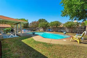 View of pool featuring a lawn and a patio